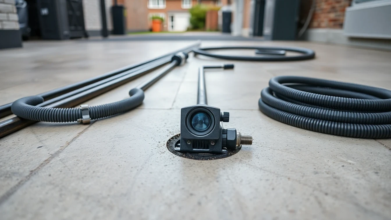 Drain rods, CCTV camera and jetting hose — drainage tools